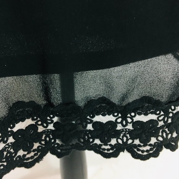 women's monteau BLACK DRESS tunic lace hem size M - Picture 4 of 11